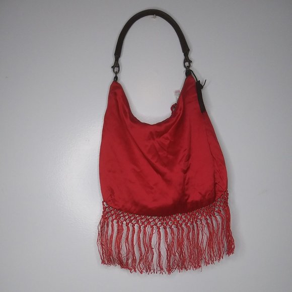 NWT French Connection silk  beaded handbag  gorgeous pink  Barbie core - Picture 3 of 16